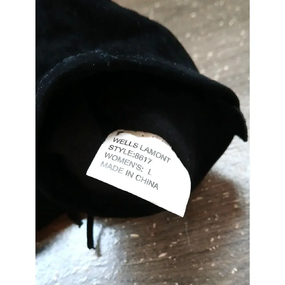 Vintage Women's Wells Lamont Black Leather Gloves With Fringe